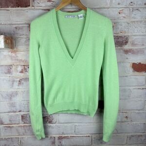 Autumn Cashmere 100% Cashmere V Neck Sweater Soft Minimalist Pistachio